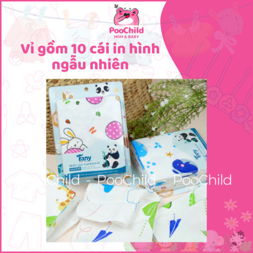 Bộ 10 Khăn Sữa Sợi Tre Cao Cấp Fany 31x30cm, Mềm Mịn, Kháng Khuẩn, Không Xù Lông, An Toàn Cho Bé - Hình ảnh 9