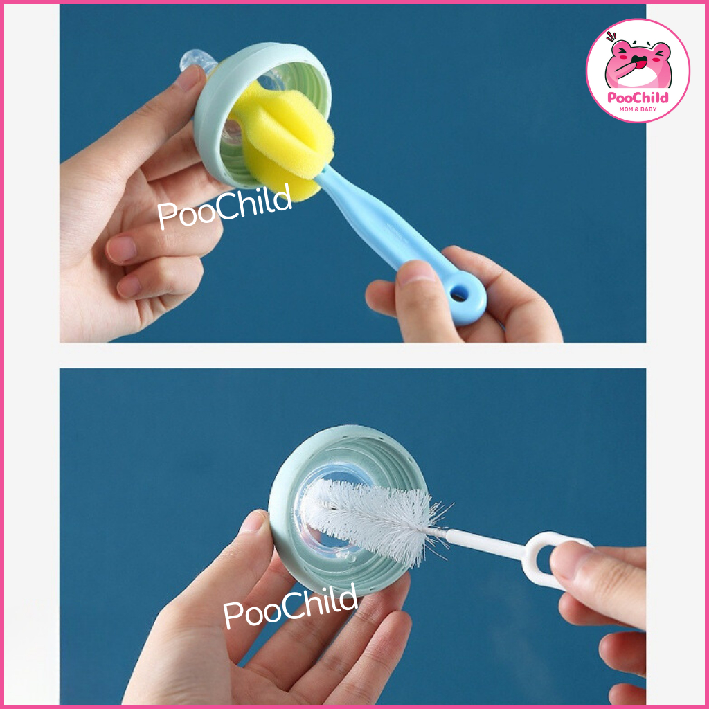 Bộ cọ rửa bình sữa 5 chi tiết, bộ rửa bình sữa núm ti mút xoay 360 độ vệ sinh bình sữa cho bé - Hình ảnh 7