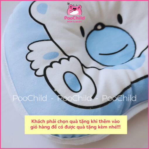 Gối chống bẹp đầu cho bé sơ sinh 0-3 PooChild, gối lõm chống méo đầu trẻ nhỏ, gối nằm em bé hình gấu - Hình ảnh 9