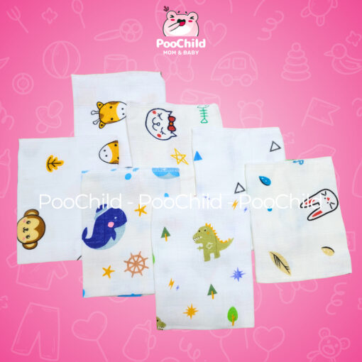 Bộ 10 Khăn Sữa Sợi Tre Cao Cấp Fany 31x30cm, Mềm Mịn, Kháng Khuẩn, Không Xù Lông, An Toàn Cho Bé - Hình ảnh 2