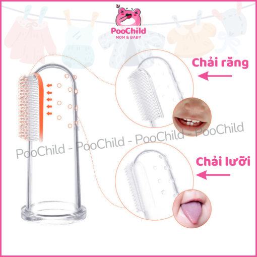 Bàn chải đánh răng cho bé xỏ ngón silicon, rơ lưỡi silicon cho bé an toàn, dễ vệ sinh, có hộp đựng - Hình ảnh 2