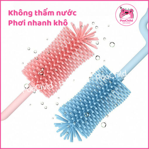 Cọ rửa bình sữa silicon rửa bình sữa núm ti 3 chi tiết tay cầm xoay 360 độ vệ sinh bình sữa cho bé - Hình ảnh 6