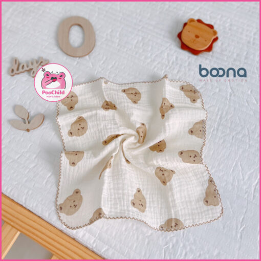 Khăn sữa Muslin Boona 2 lớp cho bé sơ sinh - Hộp 6 khăn mềm mại, không xù lông (30x30cm) - Hình ảnh 5