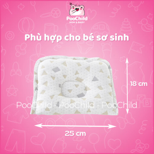 Gối lõm chống bẹp đầu cho bé sơ sinh 0-3 tháng PooChild, gối cho bé sơ sinh chống méo đầu dạng vuông - Hình ảnh 6