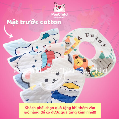 Yếm cho bé sơ sinh yếm tròn yếm ăn dặm cho bé chống thấm yếm tròn xoay 360 độ yếm dãi yếm xô yếm cổ - Hình ảnh 2