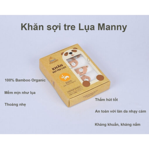 Khăn sữa sợi tre lụa Manny cho bé hộp 5 khăn, khăn sữa cho bé sơ sinh 30x30cm 100% sợi tre organic - Hình ảnh 4