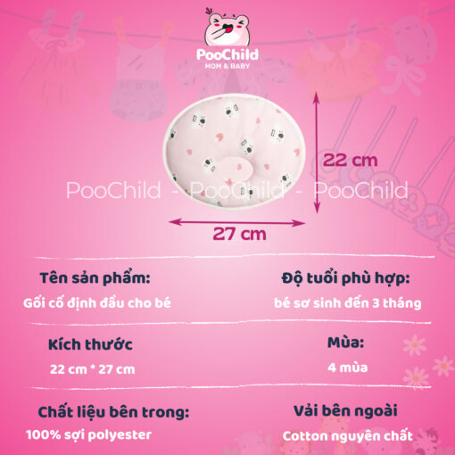 Gối lõm chống bẹp đầu cho bé sơ sinh PooChild dạng tròn, thấm mồ hôi, ngủ ngon, dễ giặt, thoáng khí - Hình ảnh 8