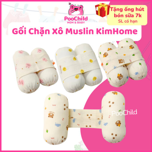 Gối Chặn Bé Sơ Sinh Vải Muslin 100% Cotton Êm Ái Chống Lăn Đỡ Giật Mình