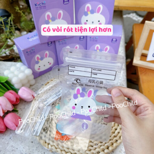 Túi trữ sữa Kichilachi có vòi cảm biến nhiệt độ 100ml/120ml/150ml/180ml/250ml túi đựng sữa mẹ để ngăn đông khoá zip - Hình ảnh 4