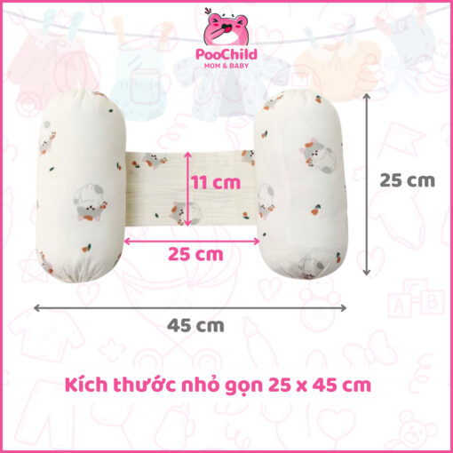 Gối Chặn Bé Sơ Sinh Vải Muslin 100% Cotton Êm Ái Chống Lăn Đỡ Giật Mình - Hình ảnh 4
