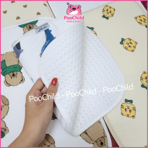 Gối xô 3D thông hơi cho bé sơ sinh cao cấp, gối cho bé sơ sinh 10 lớp thoáng khí nằm êm PooChild - Hình ảnh 3