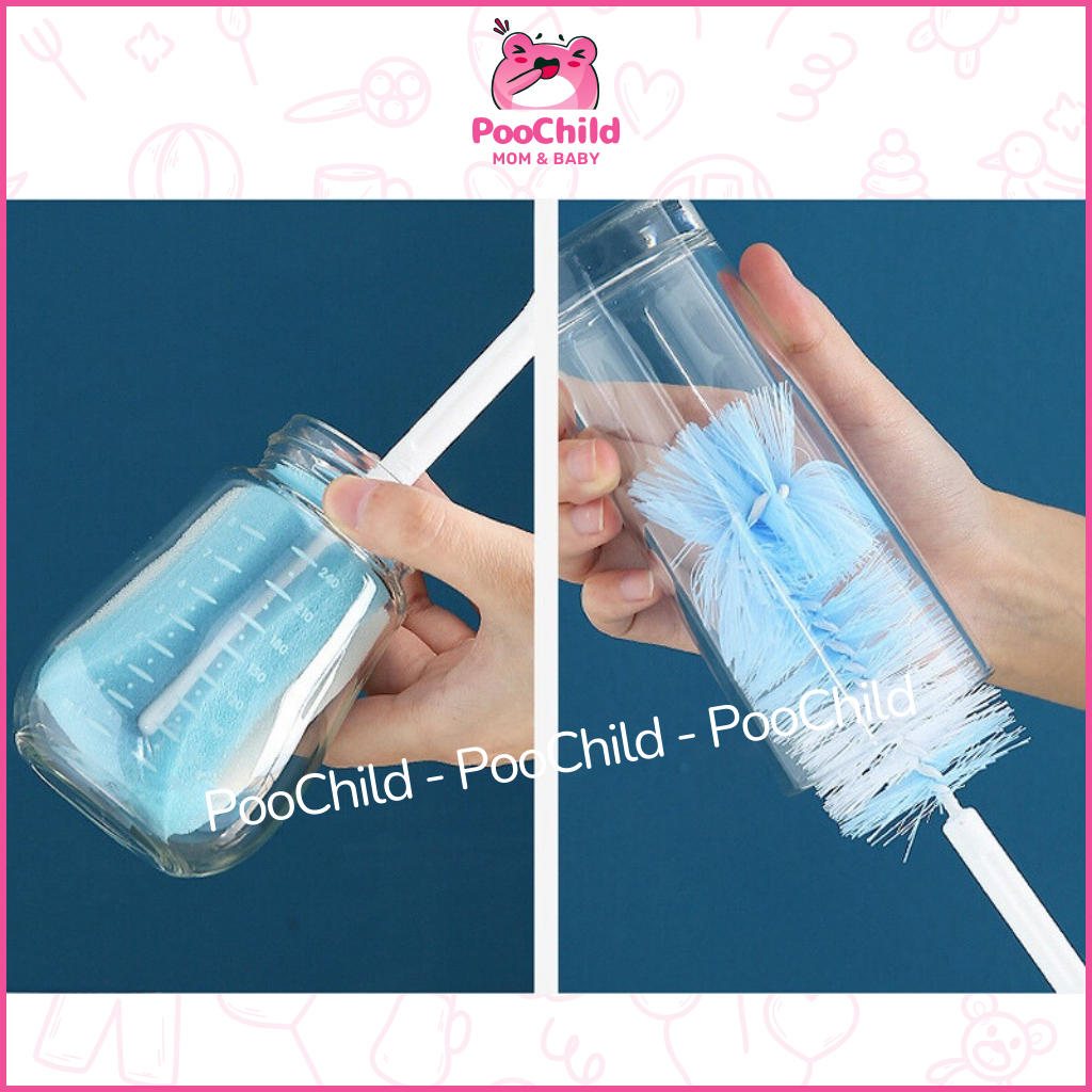 Bộ cọ rửa bình sữa 5 chi tiết, bộ rửa bình sữa núm ti mút xoay 360 độ vệ sinh bình sữa cho bé - Hình ảnh 4