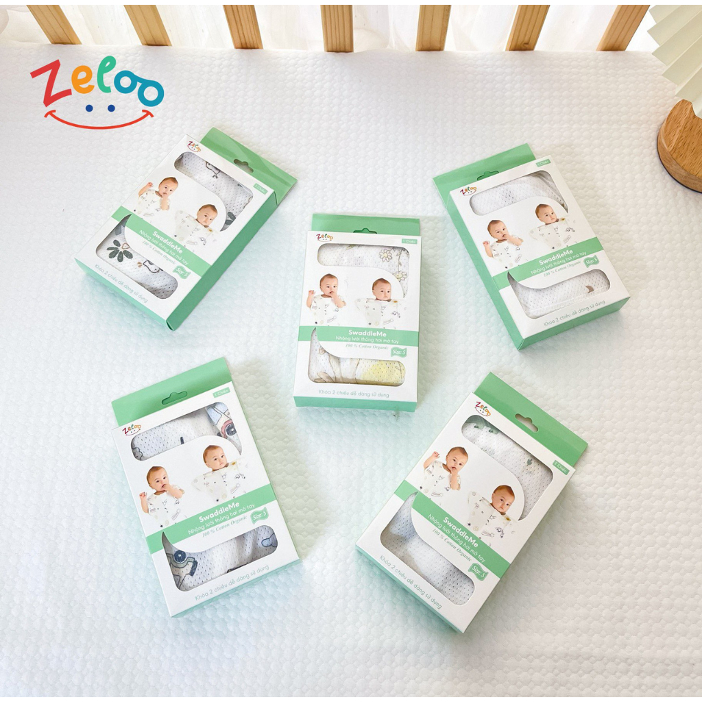Nhộng chũn thông hơi mở tay cho bé sơ sinh Zeloo nhộng lưới cotton quấn chũn cho bé ngủ ngon mềm mại chống giật mình - Hình ảnh 8