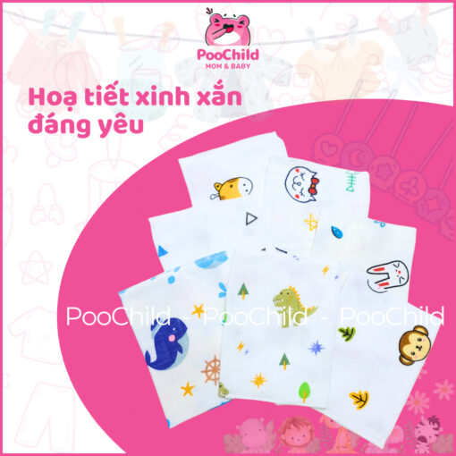 Bộ 10 Khăn Sữa Sợi Tre Cao Cấp Fany 31x30cm, Mềm Mịn, Kháng Khuẩn, Không Xù Lông, An Toàn Cho Bé - Hình ảnh 7