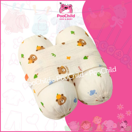 Gối Chặn Bé Sơ Sinh Vải Muslin 100% Cotton Êm Ái Chống Lăn Đỡ Giật Mình - Hình ảnh 8