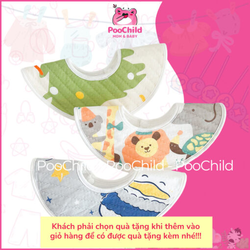 Yếm cho bé sơ sinh yếm tròn yếm ăn dặm cho bé chống thấm yếm tròn xoay 360 độ yếm dãi yếm xô yếm cổ - Hình ảnh 5