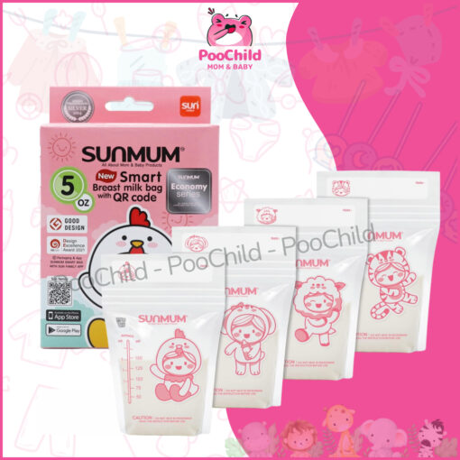 Túi trữ sữa Sunmum Thái Lan chính hãng 100ml/150ml/250ml túi đựng sữa mẹ để ngăn đông khoá zip 3 lớp - Hình ảnh 6