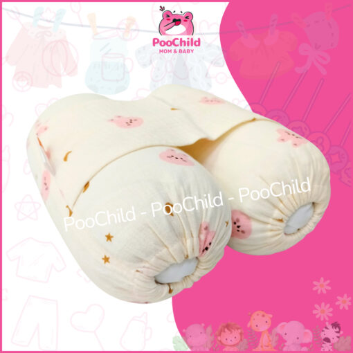 Gối Chặn Bé Sơ Sinh Vải Muslin 100% Cotton Êm Ái Chống Lăn Đỡ Giật Mình - Hình ảnh 5