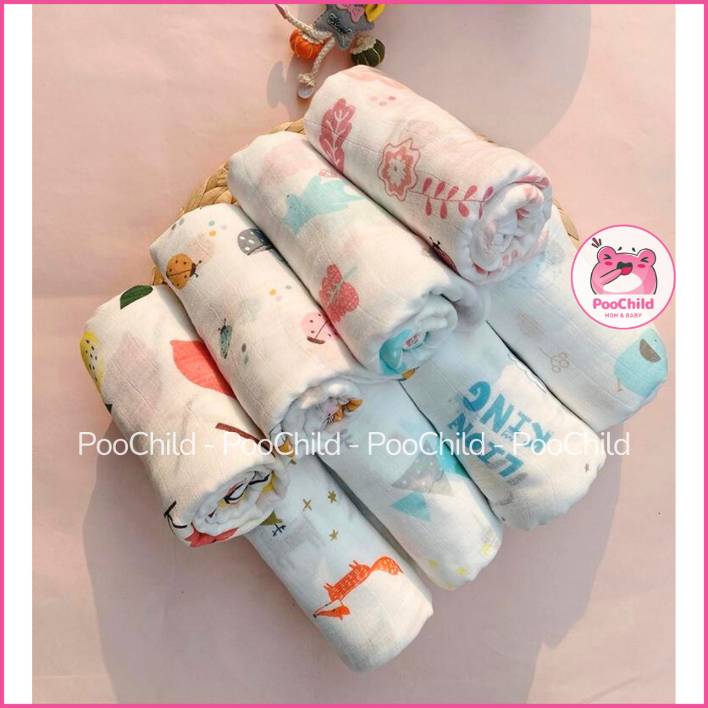 Hộp 2 khăn tắm cho bé sợi tre quấn bé đa năng 110x120cm khăn tắm em bé bamboo kích thước lớn Manny - Hình ảnh 5