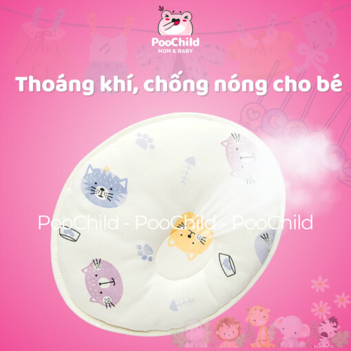 Gối lõm chống bẹp đầu cho bé sơ sinh PooChild dạng tròn, thấm mồ hôi, ngủ ngon, dễ giặt, thoáng khí - Hình ảnh 6