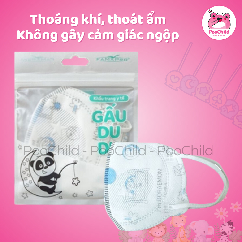 Khẩu Trang Y Tế Cho Bé Famapro Gấu Du Du Kháng Khuẩn, Thoáng Khí, Túi 10 Cái, Dành Cho Trẻ 2-4 Tuổi - Hình ảnh 8