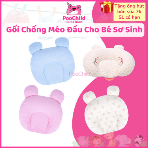 Gối cao cấp cho bé sơ sinh chống bẹp đầu Dotini mềm mại gối lõm chống méo đầu cho bé sơ sinh gối em bé Tai Thỏ Lớn