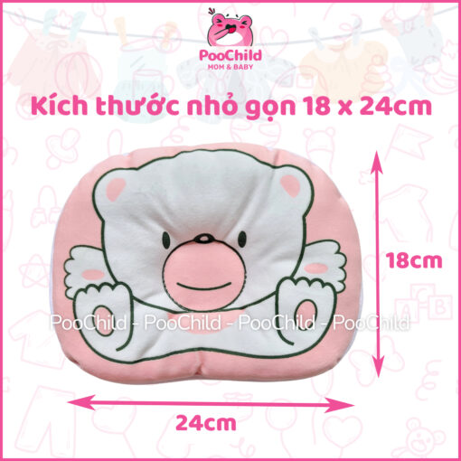 Gối chống bẹp đầu cho bé sơ sinh 0-3 PooChild, gối lõm chống méo đầu trẻ nhỏ, gối nằm em bé hình gấu - Hình ảnh 6