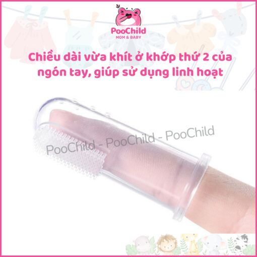 Bàn chải đánh răng cho bé xỏ ngón silicon, rơ lưỡi silicon cho bé an toàn, dễ vệ sinh, có hộp đựng - Hình ảnh 3
