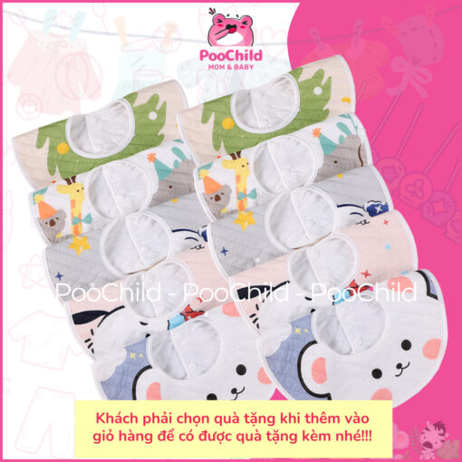 Yếm cho bé sơ sinh yếm tròn yếm ăn dặm cho bé chống thấm yếm tròn xoay 360 độ yếm dãi yếm xô yếm cổ - Hình ảnh 6