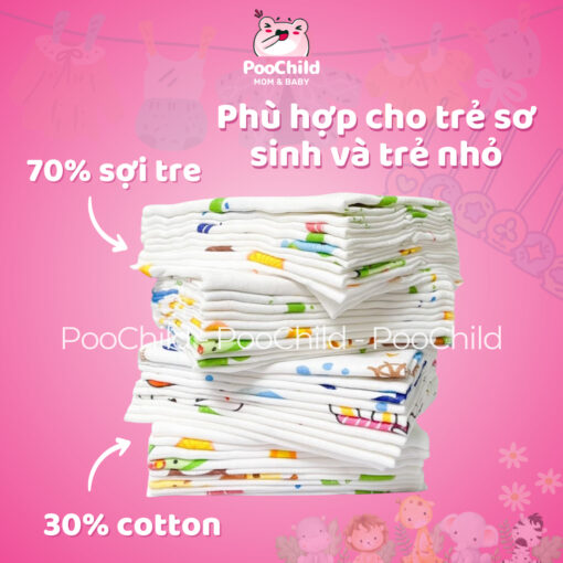 Bộ 10 Khăn Sữa Sợi Tre Cao Cấp Fany 31x30cm, Mềm Mịn, Kháng Khuẩn, Không Xù Lông, An Toàn Cho Bé - Hình ảnh 3