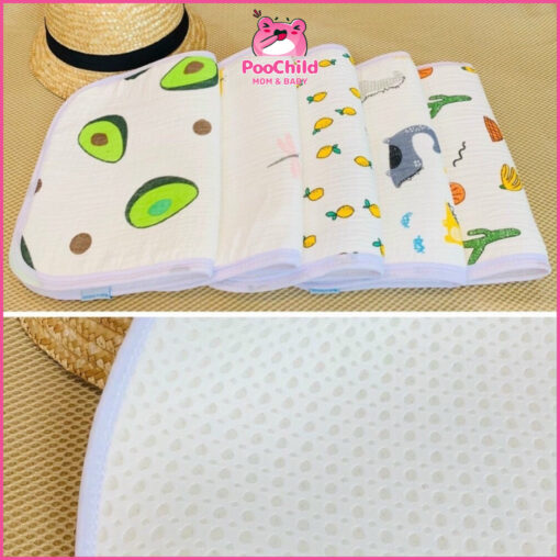 Gối xô 3D thông hơi cho bé sơ sinh cao cấp, gối cho bé sơ sinh 10 lớp thoáng khí nằm êm PooChild - Hình ảnh 9
