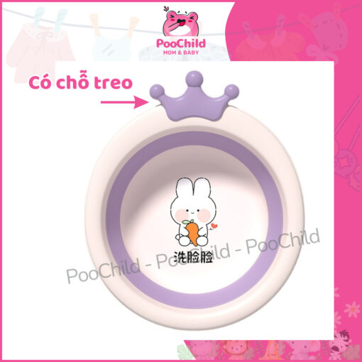 Chậu rửa mặt gấp gọn cho bé, thau rửa mặt gấp gọn cho bé sơ sinh tiện lợi có móc treo PooChild - Hình ảnh 2