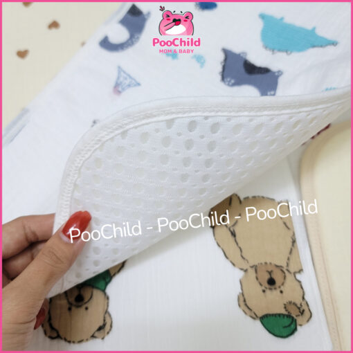 Gối xô 3D thông hơi cho bé sơ sinh cao cấp, gối cho bé sơ sinh 10 lớp thoáng khí nằm êm PooChild - Hình ảnh 6