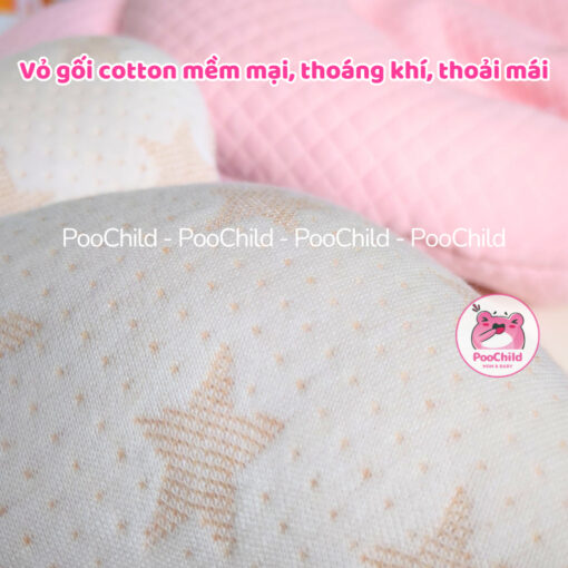 Gối cao cấp cho bé sơ sinh chống bẹp đầu Dotini mềm mại gối lõm chống méo đầu cho bé sơ sinh gối em bé Tai Thỏ Lớn - Hình ảnh 5