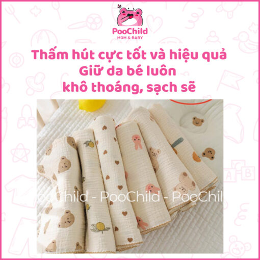 Khăn sữa Muslin Organic Zeloo hộp 5 khăn 30x30cm, khăn sữa cho bé 2 lớp mềm mịn không xù lông - Hình ảnh 4