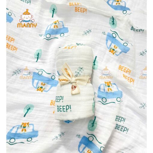 Khăn tắm sợi tre cho bé Manny 110x120cm mềm mịn kháng khuẩn thoáng khí thấm hút tốt đa chức năng - Hình ảnh 3