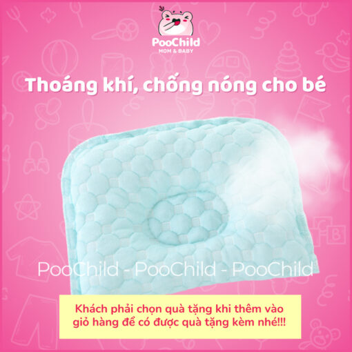 Gối lõm chống bẹp đầu cho bé sơ sinh 0-3 tháng PooChild, gối cho bé sơ sinh chống méo đầu dạng vuông - Hình ảnh 7