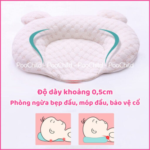 Gối cao cấp cho bé sơ sinh chống bẹp đầu Dotini mềm mại gối lõm chống méo đầu cho bé sơ sinh gối em bé Tai Thỏ Lớn - Hình ảnh 3