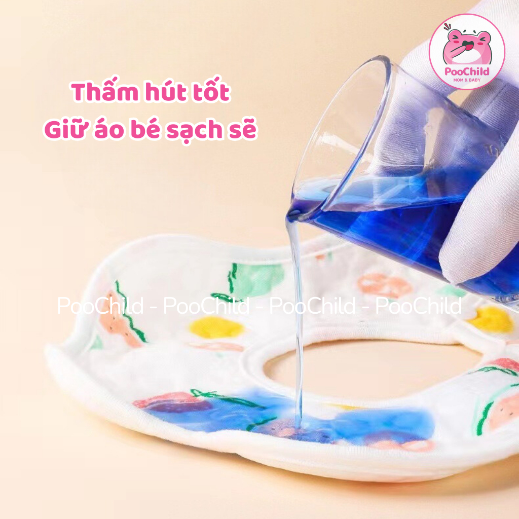 Yếm chống thấm cho bé sơ sinh xoay 360 độ yếm tròn cho bé yếm ăn dặm cho bé yếm dãi cho bé Yếm Hoa - Hình ảnh 4