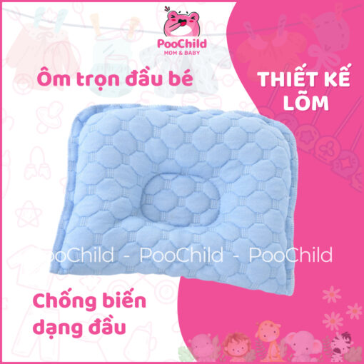 Gối lõm chống bẹp đầu cho bé sơ sinh 0-3 tháng PooChild, gối cho bé sơ sinh chống méo đầu dạng vuông - Hình ảnh 2