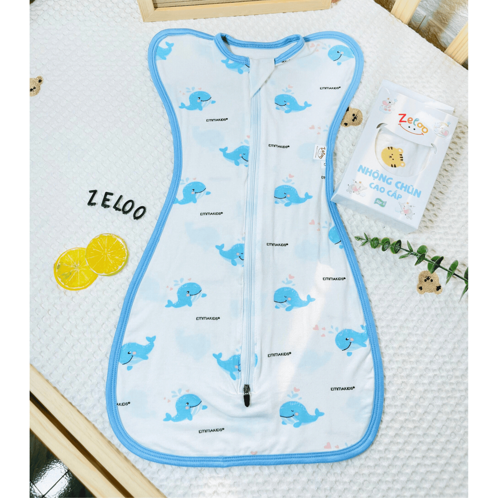 Nhộng chũn cho bé sơ sinh Zeloo chất Petit quấn chũn cho bé ngủ ngon cao cấp mềm mại chống giật mình - Hình ảnh 9