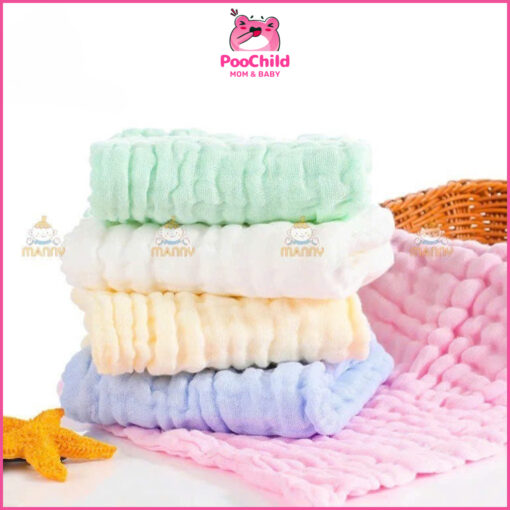 Khăn Sữa Xô 6 Lớp Manny cho bé set 5 khăn siêu mềm, khăn sữa cho bé sơ sinh 30x30cm organic thấm hút - Hình ảnh 7