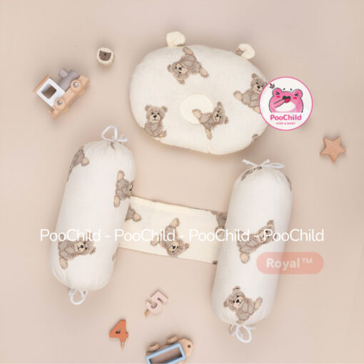 Bộ gối chặn cho bé sơ sinh xô muslin, bộ chặn bông và gối nằm vải xô chống lăn, gối chẹn 2 bên Royal - Hình ảnh 5