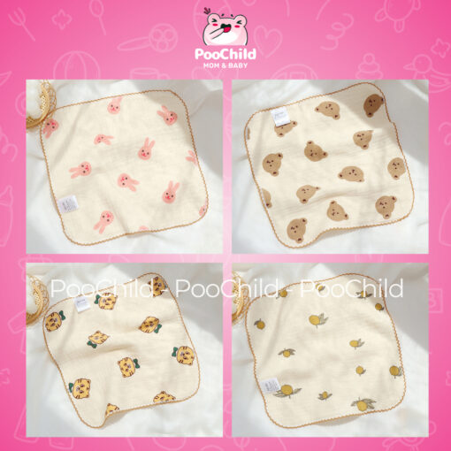Khăn sữa Muslin Organic Zeloo hộp 5 khăn 30x30cm, khăn sữa cho bé 2 lớp mềm mịn không xù lông - Hình ảnh 9
