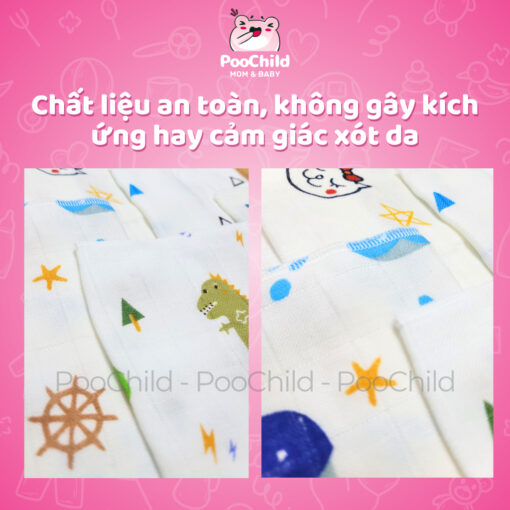 Bộ 10 Khăn Sữa Sợi Tre Cao Cấp Fany 31x30cm, Mềm Mịn, Kháng Khuẩn, Không Xù Lông, An Toàn Cho Bé - Hình ảnh 4