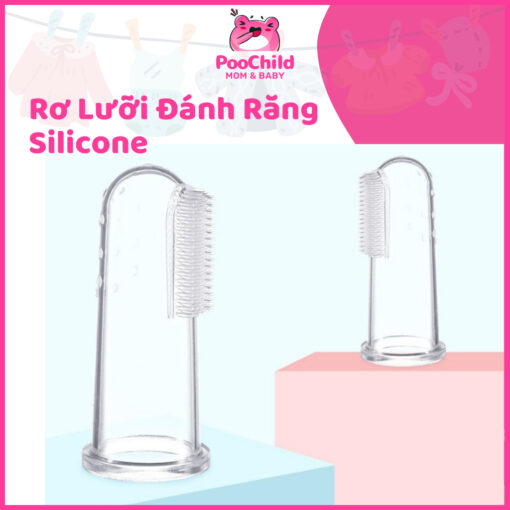 Bàn chải đánh răng cho bé xỏ ngón silicon, rơ lưỡi silicon cho bé an toàn, dễ vệ sinh, có hộp đựng