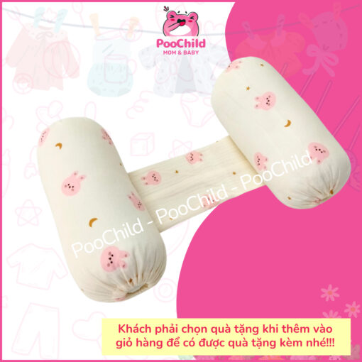 Gối Chặn Bé Sơ Sinh Vải Muslin 100% Cotton Êm Ái Chống Lăn Đỡ Giật Mình - Hình ảnh 2