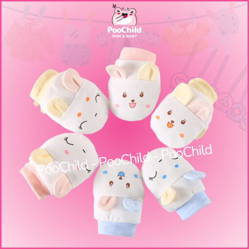 Bao tay cho bé sơ sinh đến 2 tuổi DOTINI, bao tay cotton dây rút chống cào xước dễ thương cho bé - Hình ảnh 3