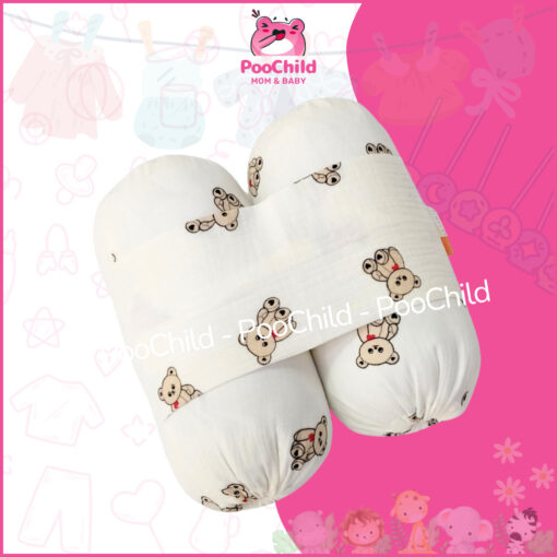 Gối Chặn Bé Sơ Sinh Vải Muslin 100% Cotton Êm Ái Chống Lăn Đỡ Giật Mình - Hình ảnh 6