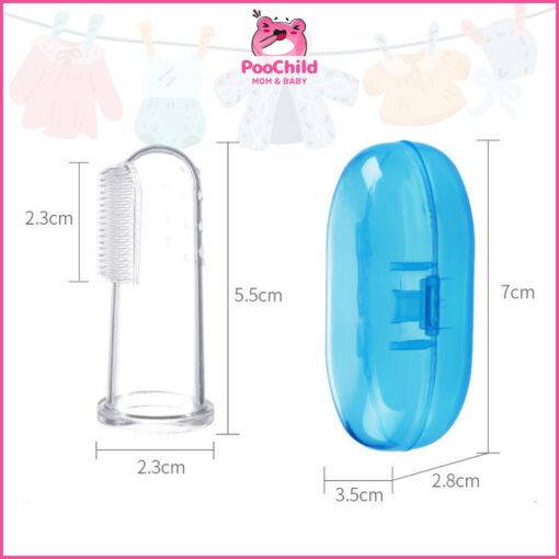 Bàn chải đánh răng cho bé xỏ ngón silicon, rơ lưỡi silicon cho bé an toàn, dễ vệ sinh, có hộp đựng - Hình ảnh 8